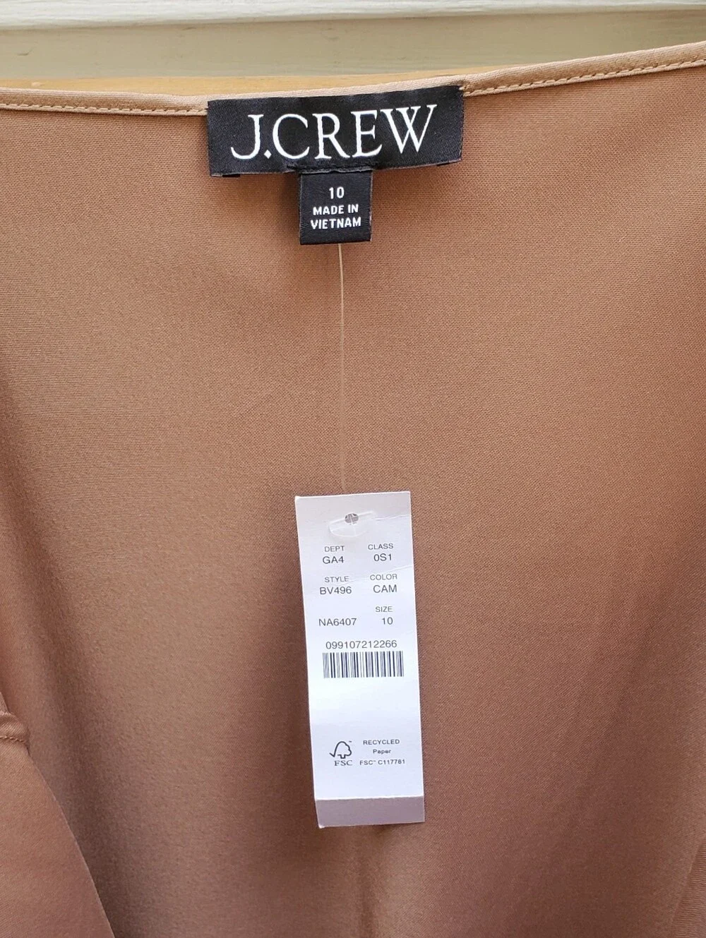 NEW! J. Crew Satin Slip Midi Dress In Gold-Tan Size 10